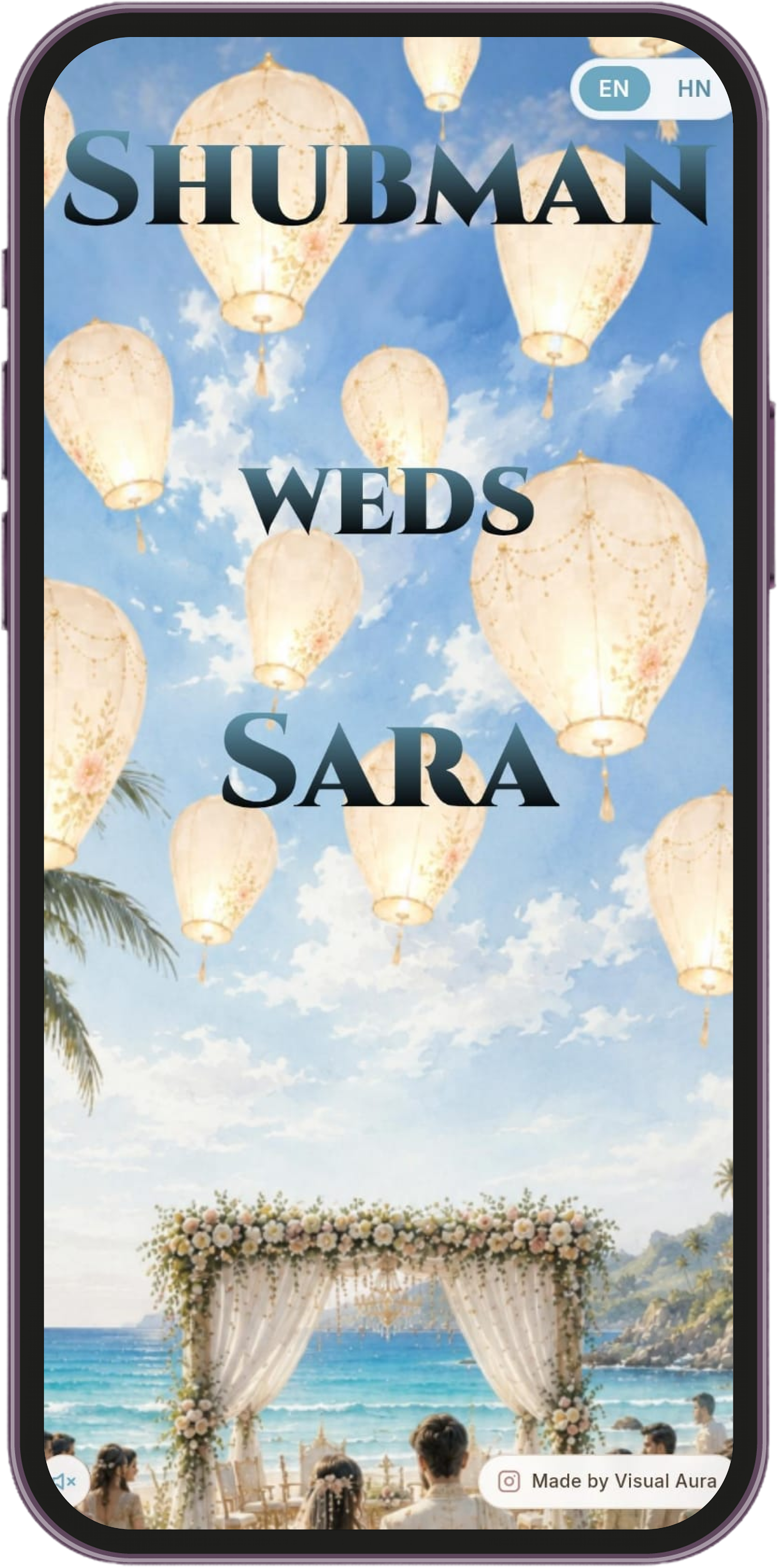 Beach Wedding Website — Screen 1