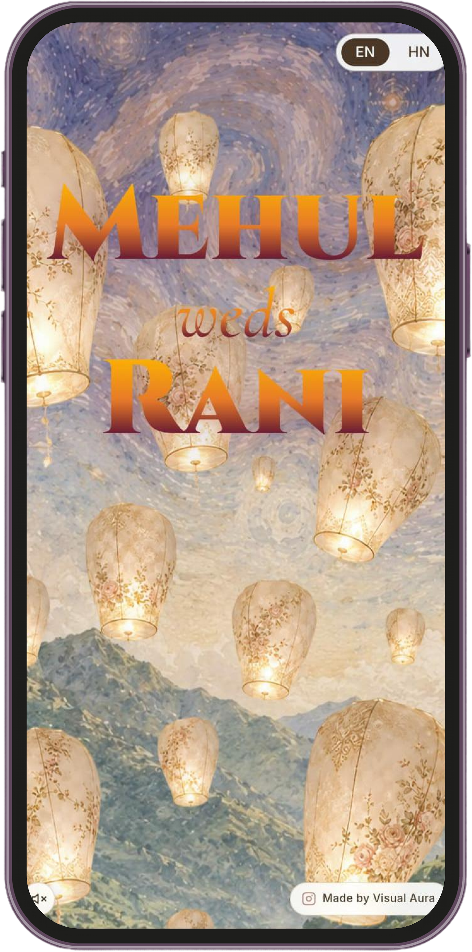 Mountain Wedding Website — Screen 1