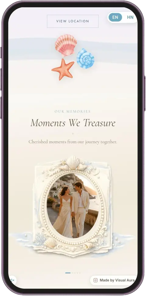 Beach wedding — second screen